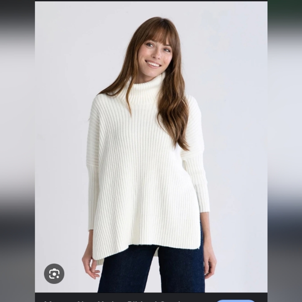 New Yorker Ribbed Cowl Sweater - White.Pit To Pit 23"Ike New